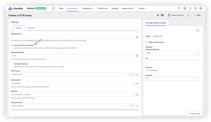Alumio - Forum Release Notes - 3.114.0-RC1Forward GET parameters