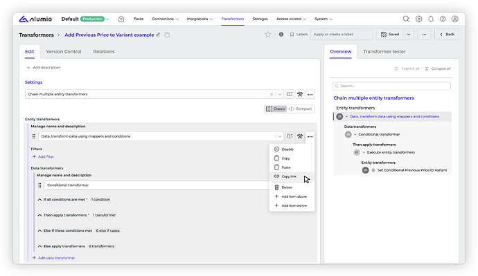 Alumio - Forum Release Notes - 3.114.0-RC1Copy a direct link to Transformer