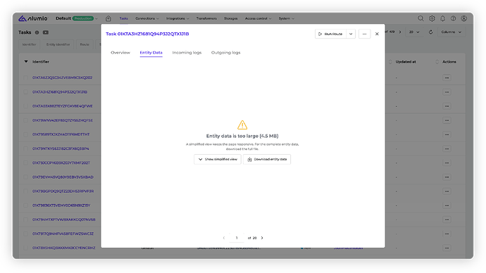 Alumio - Forum Release Notes - 3.115.0The Task detailEntity Data