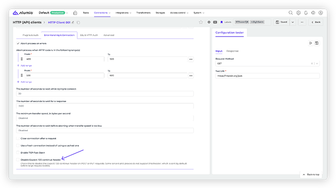 Alumio - Forum Release Notes - 3.115.0HTTP Clients disable header