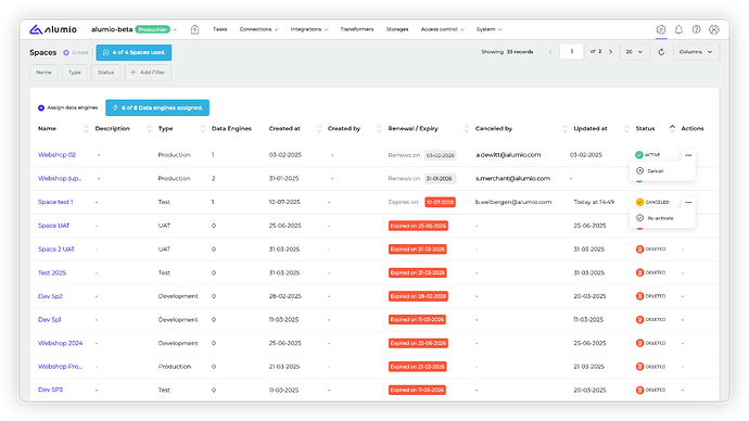 Better Spaces control (reactive, cancel, new T&C)