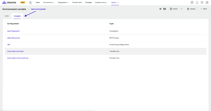 Alumio - Release Note - Usages Environment Variable