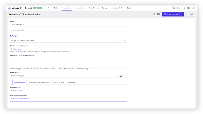 Alumio - Forum Release Notes - 3.109.0-RC1_Google OAuth2.0 Service Account
